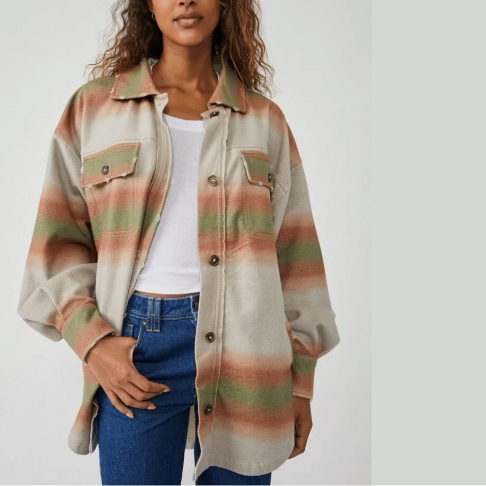 Free People Ruby Printed Jacket in Marzipan Combo size M